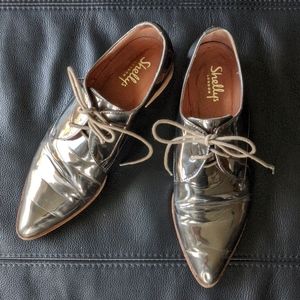 Shelly's London "Boston" oxford metallic pewter